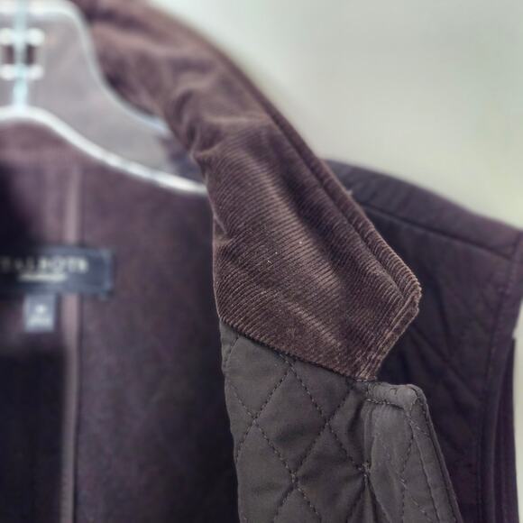 Talbots Women's Quilted Button Up Corduroy Collar Vest Brown Size M A0063 - Picture 5 of 5